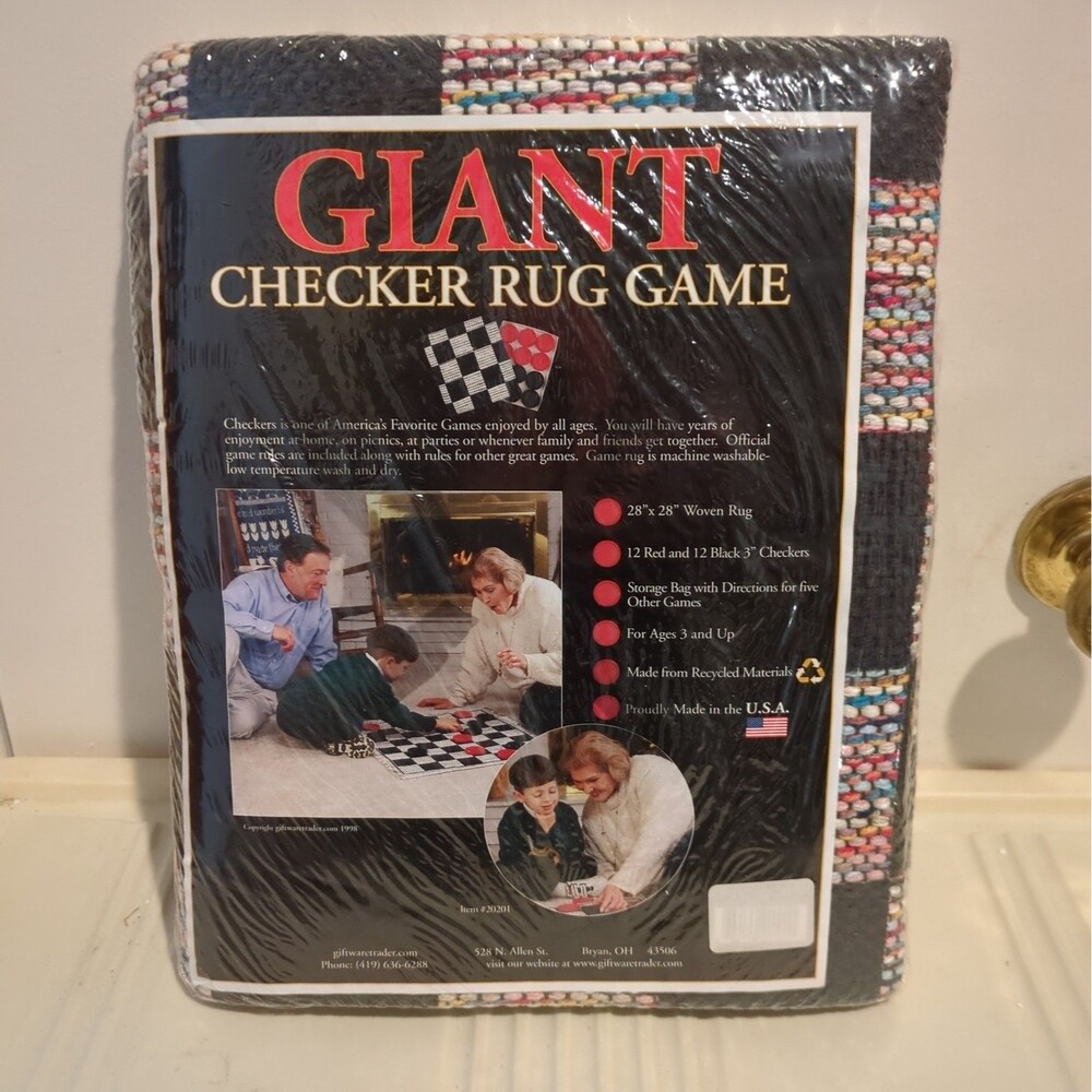 Vintage 1998 Giant Checker Rug Game - 28" x 28" Mat - Up to 5 Games - Brand New